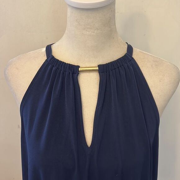 Michael Michael Kors navy halter top with ruffle bottom Size L New - Picture 2 of 13